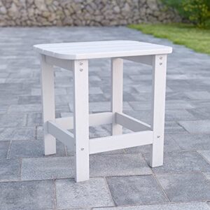 flash furniture charlestown poly resin adirondack side table – white – all-weather – indoor/outdoor