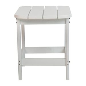 Flash Furniture Charlestown Poly Resin Adirondack Side Table - White - All-Weather - Indoor/Outdoor