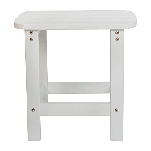 Flash Furniture Charlestown Poly Resin Adirondack Side Table - White - All-Weather - Indoor/Outdoor