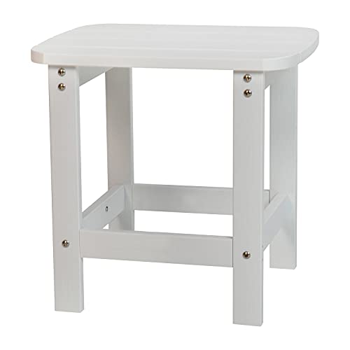 Flash Furniture Charlestown Poly Resin Adirondack Side Table - White - All-Weather - Indoor/Outdoor