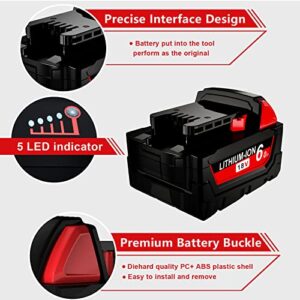 TURPOW Dual Ports Rapid Charger & 2 Packs 6.0 Ah Replacement for Milwaukee M18 Battery Combo, Compatible with Milwaukee 18V Battery 48-11-1862 48-59-1850 + for M18 Milwaukee Battery Charger 48-59-1812