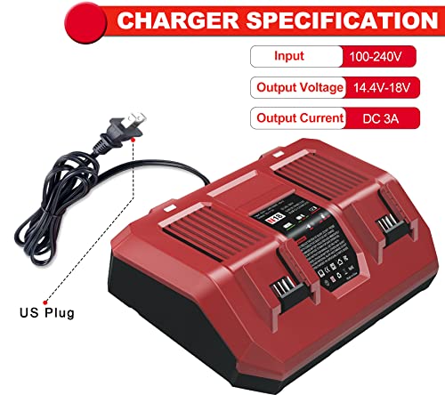 TURPOW Dual Ports Rapid Charger & 2 Packs 6.0 Ah Replacement for Milwaukee M18 Battery Combo, Compatible with Milwaukee 18V Battery 48-11-1862 48-59-1850 + for M18 Milwaukee Battery Charger 48-59-1812