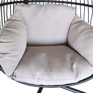 PRIVATE GARDEN Large Hanging Egg Chair with Stand Outdoor Patio Folding Egg Chair Indoor Swing Egg Chair with Light Grey Waterproof Cushion Heavy Duty C-Stand 330LBS Capacity