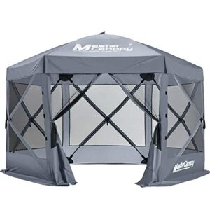 mastercanopy 12×12 portable screen house room pop up gazebo outdoor camping tent with carry bag (12×12,gray)
