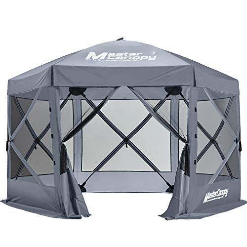 MASTERCANOPY 12x12 Portable Screen House Room Pop up Gazebo Outdoor Camping Tent with Carry Bag (12x12,Gray)