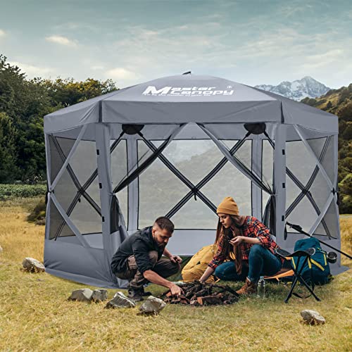 MASTERCANOPY 12x12 Portable Screen House Room Pop up Gazebo Outdoor Camping Tent with Carry Bag (12x12,Gray)