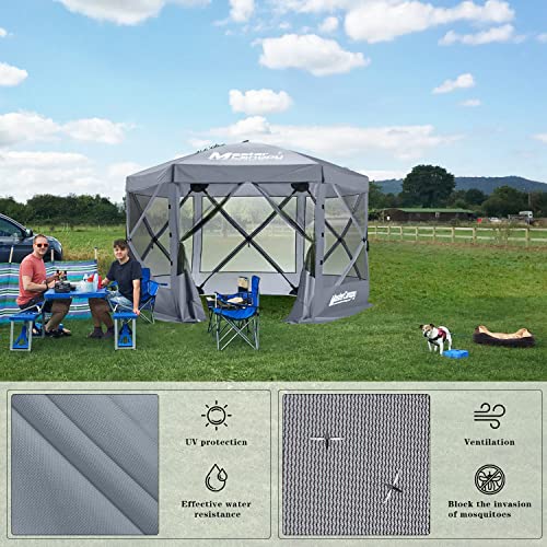 MASTERCANOPY 12x12 Portable Screen House Room Pop up Gazebo Outdoor Camping Tent with Carry Bag (12x12,Gray)