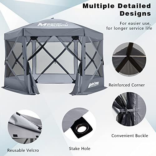 MASTERCANOPY 12x12 Portable Screen House Room Pop up Gazebo Outdoor Camping Tent with Carry Bag (12x12,Gray)