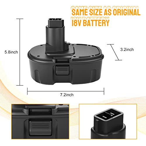 2-Pack 18V 3.6Ah Ni-Mh DC9098 DC9096 Replacement Battery for Dewalt 18 Volt Battery DC9096 DC9098 DC9099 DW9095 DW9096 DW9098 DE9038 Compatible with Dewalt 18 Volt Battery Cordless Power Tools(Black)