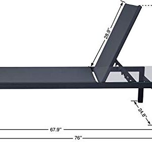 Kozyard Modern Full Flat Alumium Patio Reclinging Adustable Chaise Lounge with Sunbathing Textilence for All Weather, 5 Adjustable Position, Very Light, Anti-Rusty (2 Pack Gray w/Table)