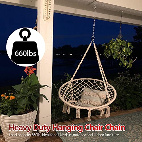 Hanging Chair Chain Kit, 2 Pack 660lb Capacity Hanging Hammock Chain with 4 Carabiners, 26in Heavy Duty Stainless Steel Hammock Hanging Kit for Swing Chairs, Hammocks, Punching Bags, Outdoor/Indoor