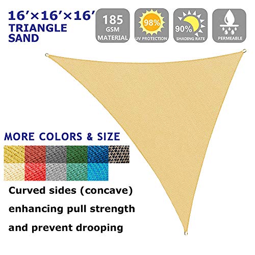 Shade&Beyond Triangle Sun Shade Sail 16' x 16' x 16' Canopy Sand for Patio Garden Yard Deck Pergola