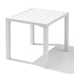 vredhom outdoor aluminum side table, patio end table small square coffee table for backyard,pool, indoor, easy maintenance & weather resistant,white