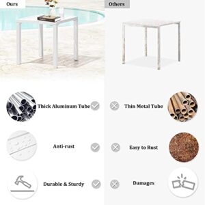 VredHom Outdoor Aluminum Side Table, Patio End Table Small Square Coffee Table for Backyard,Pool, Indoor, Easy Maintenance & Weather Resistant,White