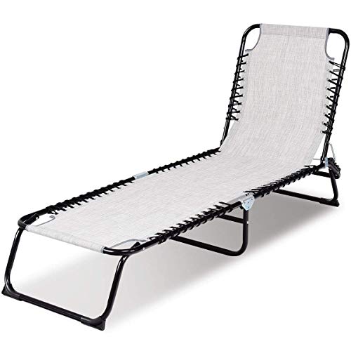 GYMAX Patio Chaise Lounge, Folding Beach Chair with 3-Position Adjustable, Portable Recliner for Backyard, Patio, Poolside Beach