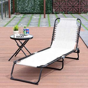 GYMAX Patio Chaise Lounge, Folding Beach Chair with 3-Position Adjustable, Portable Recliner for Backyard, Patio, Poolside Beach