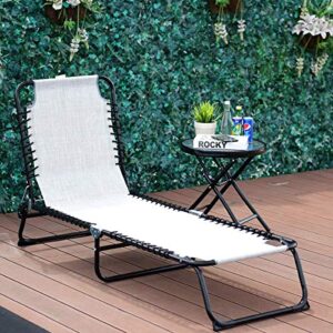 GYMAX Patio Chaise Lounge, Folding Beach Chair with 3-Position Adjustable, Portable Recliner for Backyard, Patio, Poolside Beach