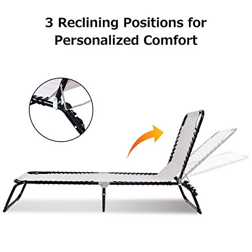 GYMAX Patio Chaise Lounge, Folding Beach Chair with 3-Position Adjustable, Portable Recliner for Backyard, Patio, Poolside Beach