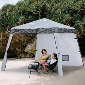 COOSHADE Compact Lightweight Backpack Canopy Sun Protection Pop-Up Shelter Slant Leg Beach Tent 8 x 8 ft Base / 6 x 6 ft Top(Grey)