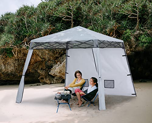 COOSHADE Compact Lightweight Backpack Canopy Sun Protection Pop-Up Shelter Slant Leg Beach Tent 8 x 8 ft Base / 6 x 6 ft Top(Grey)