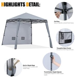 COOSHADE Compact Lightweight Backpack Canopy Sun Protection Pop-Up Shelter Slant Leg Beach Tent 8 x 8 ft Base / 6 x 6 ft Top(Grey)