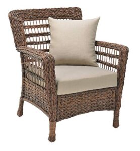 w unlimited modern concept faux sea grass resin rattan patio chair, dark brown