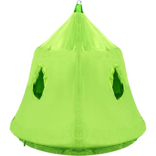 VEVOR Hanging Tree Tent, Max.440lbs Capacity, Tree Tent Swing Hangout Hugglepod with LED Rainbow Decoration Light Inflatable Cushion, Ceiling Hammock Tent for Kids & Adult Indoor Outdoor, Green