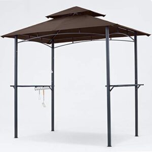 mastercanopy  8 x 5 grill gazebo outdoor bbq gazebo canopy with 2 led lights (brown)