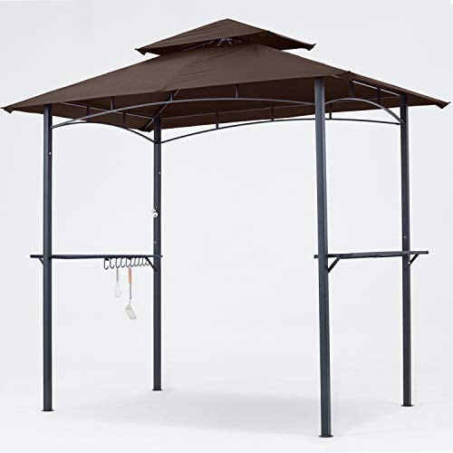 MASTERCANOPY  8 x 5 Grill Gazebo Outdoor BBQ Gazebo Canopy with 2 LED Lights (Brown)
