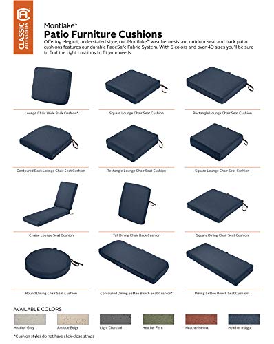 Classic Accessories Montlake Water-Resistant 50 Inch Polyester Papasan Cushion, Heather Indigo, Outdoor Papasan Cushion