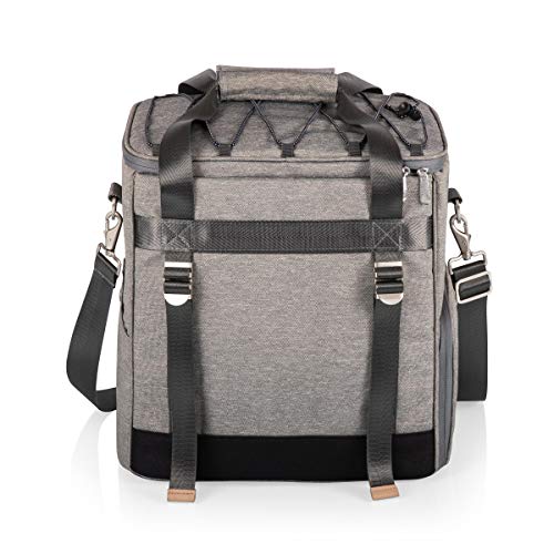 PICNIC TIME - PT-Frontier Picnic Cooler Tote - Soft Cooler Bag with Picnic Set - Picnic Tote, (Heathered Gray)