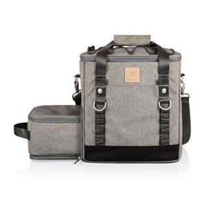 PICNIC TIME - PT-Frontier Picnic Cooler Tote - Soft Cooler Bag with Picnic Set - Picnic Tote, (Heathered Gray)