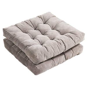 tiita outdoor cushions square floor pillow thicken tufted seat pad large floor cushion for yoga meditation living room balcony office patio, set of 2, 22×22 inch, grey