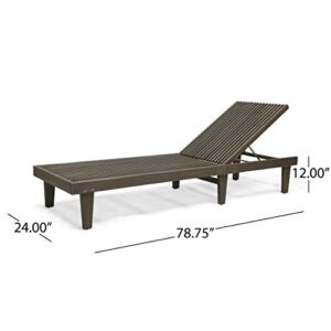 Addisyn Outdoor Wooden Chaise Lounge, Gray Finish