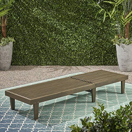 Addisyn Outdoor Wooden Chaise Lounge, Gray Finish