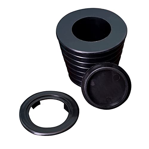 1Set Patio Umbrella Cone Umbrella Wedge Plug Fits Pole Diameter 1.5 Inch Umbrella Hole Ring and Cap Set for Patio Table Hole Opening (1, Black Black)