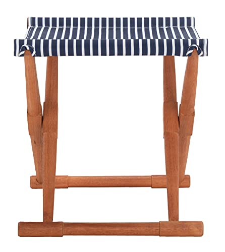 Safavieh PAT7053C-SET2 Outdoor Breanne Natural and Navy Striped (Set of 2) Stool