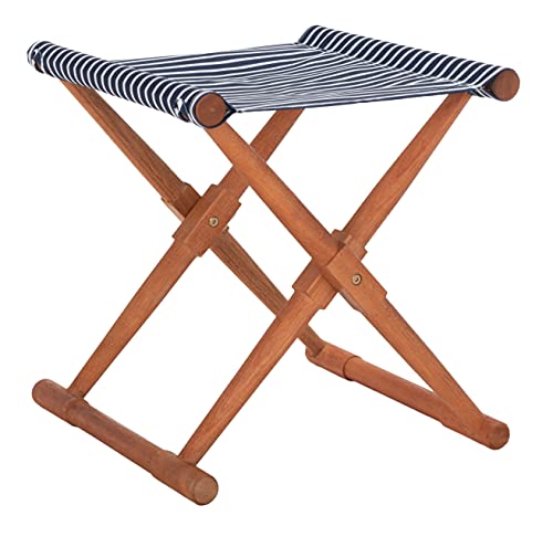 Safavieh PAT7053C-SET2 Outdoor Breanne Natural and Navy Striped (Set of 2) Stool