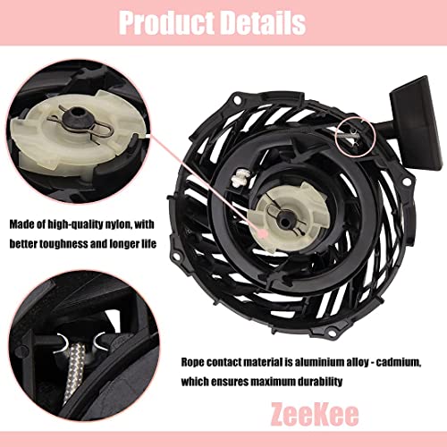 Zeekee Recoil Pull Starter 591139 Replacement for Troy Bilt Craftsman TB110 TB200 140CC 150CC Lawn Mower Compatible with Briggs & Stratton Engines Pull Start Assembly