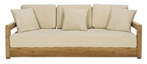 safavieh cpt1004a couture montford indoor/outdoor sofa, brazilian teak/beige