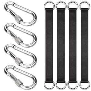 isusser 4 pcs black tree swing straps hanging kit with 4 carabiners, 24cm / 9.4inches length tree swing hanging kit holds 220 lbs perfect for tree swing hammocks