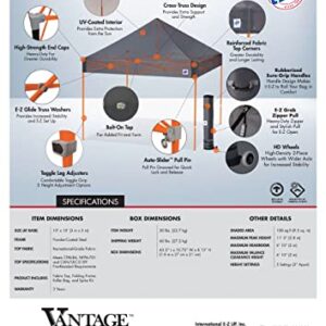 E-Z UP Vantage Instant Shelter Canopy, 10' x 10', White Powder-Coated Steel Frame with Wide-Trax Roller Bag & 4 Piece Spike Set, White