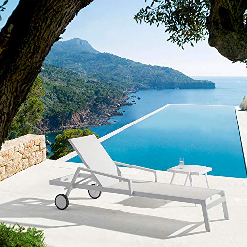 Whiteline Modern Outdoor Living White Bondi Contemporary Outdoor Chaise, 2 Piece Set