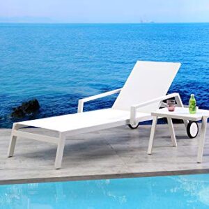 Whiteline Modern Outdoor Living White Bondi Contemporary Outdoor Chaise, 2 Piece Set