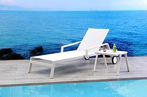 Whiteline Modern Outdoor Living White Bondi Contemporary Outdoor Chaise, 2 Piece Set