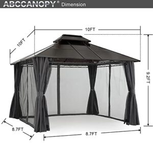 10x10 Double Roof Hardtop Patio Gazebo with Curtains and Netting by ABCCANOPY
