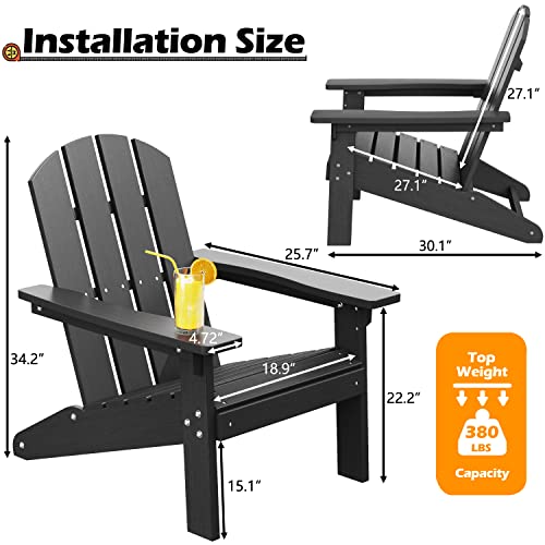 Greesum Outdoor Painted Adirondack Chair for Patio Garden, Backyard Deck, Fire Pit & Lawn, Black