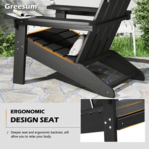 Greesum Outdoor Painted Adirondack Chair for Patio Garden, Backyard Deck, Fire Pit & Lawn, Black