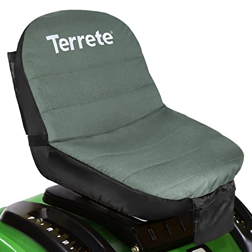 Terrete Tractor Seat Cover with Extra Waterproof Cover for 12.5”-14”H Seats, Riding Lawn Mower Seat Cover Medium Universal