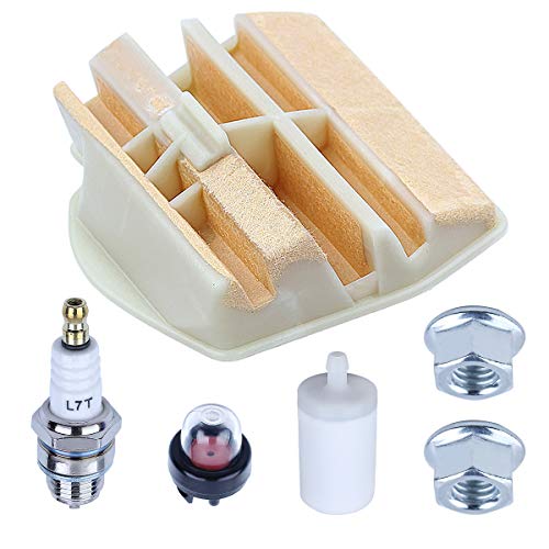 Adefol Chainsaw Air Filter Tune Up Kit For Husqvarna 450 Rancher 450 e II 445E II with Fuel Filter Spark Plug Primer Bulb Bar Nut Replacement Parts for 531309681 544080803 503443201